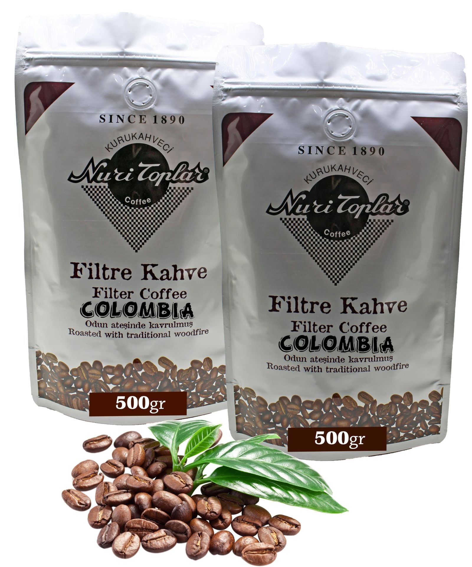 Nuri Toplar - Odun Ateşinde Colombia Supremo Filtre Kahve Çekirdeği 1 KG - Çekirdek (Öğütülmemiş)