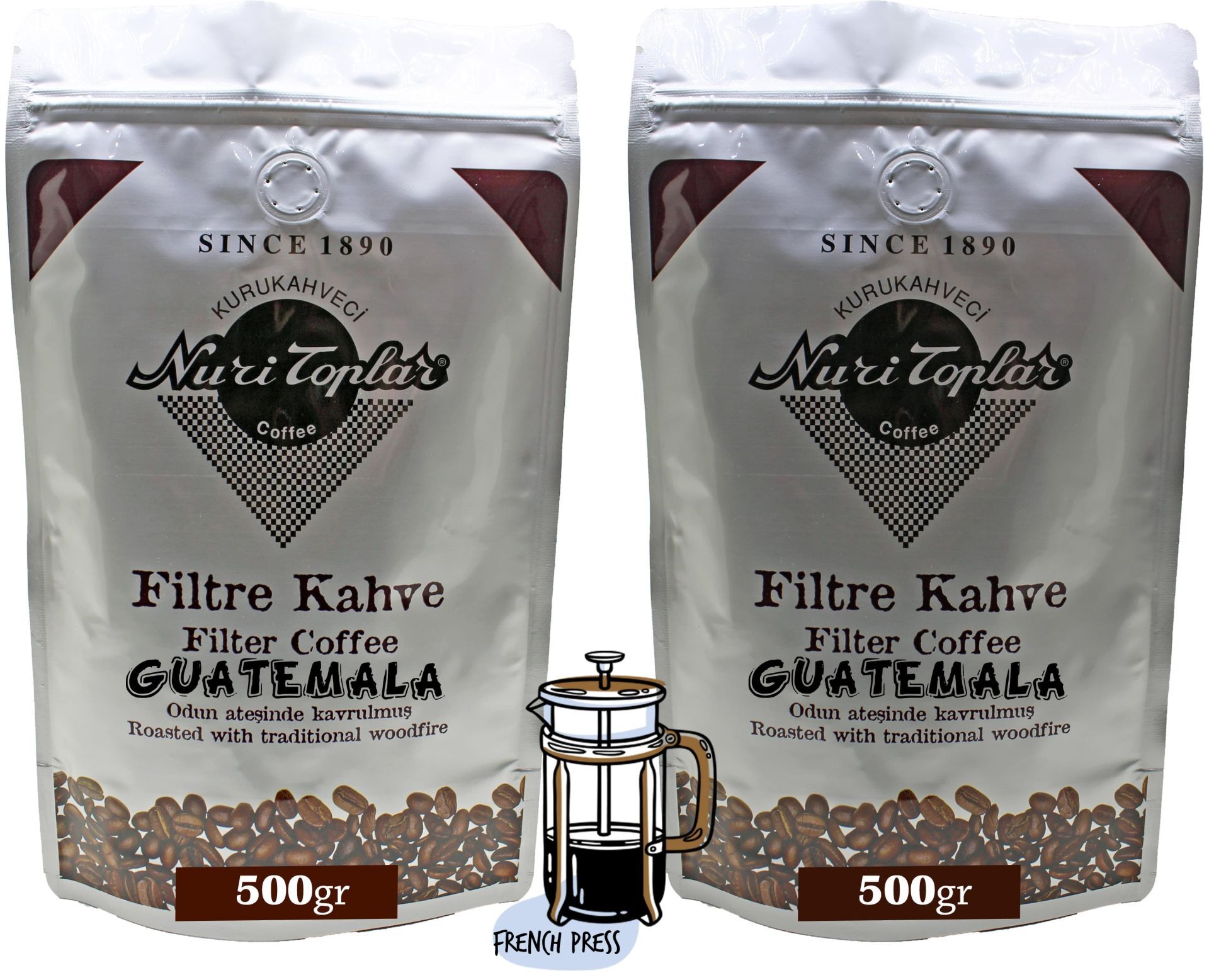 Nuri Toplar Odun Ateşinde Guatemala Hb EP Filtre Kahvesi 1 KG - French Press
