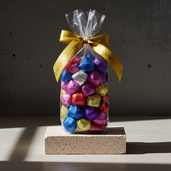 Dark Brown Bayram Çikolatası: Fındık Parçalı, Kristal Kaplamalı 1000Gr