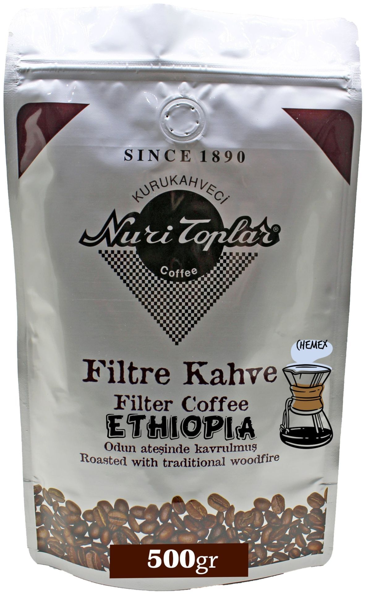 Nuri Toplar Ethiopia Sidemo Filtre Kahvesi - Odun Ateşinde Kavrulma 500 Gram - Chemex