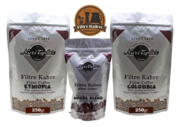 Nuri Toplar Etiyopya ve Kolombiya Filtre Kahve Blend Moka Pot
