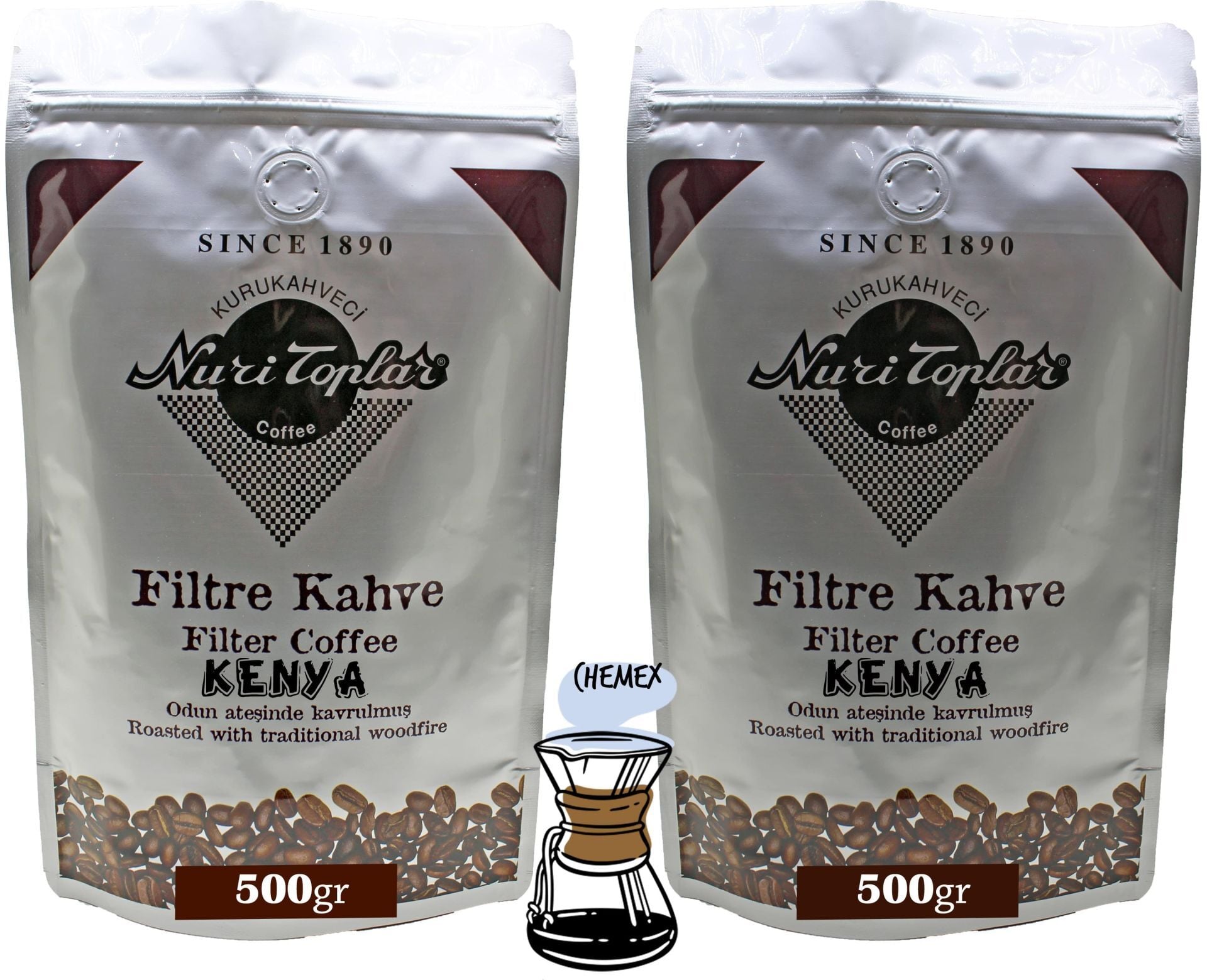 Nuri Toplar Kenya AA Filtre Kahvesi - Odun Ateşinde Kavrulmuş 1 KG - Chemex