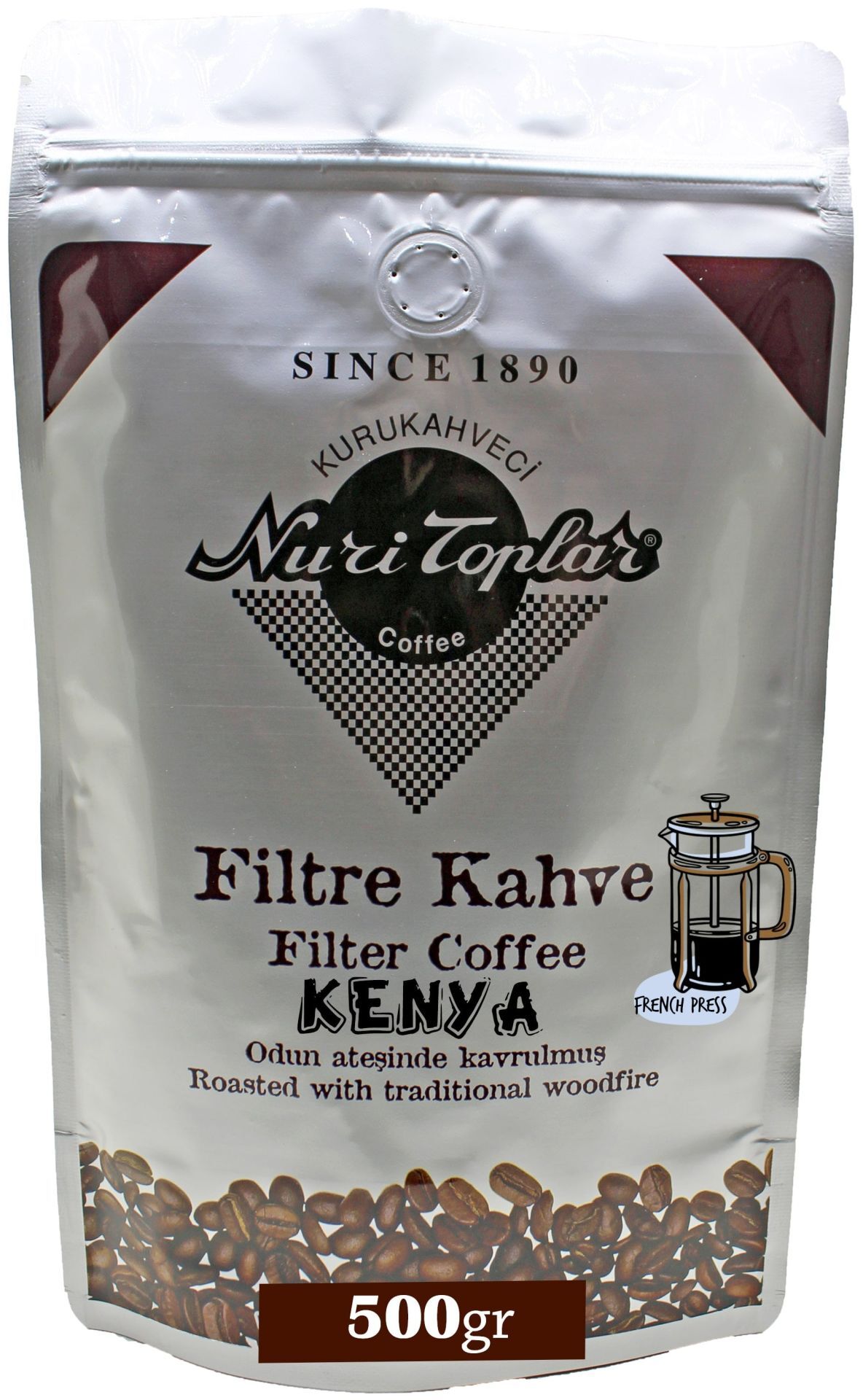 Nuri Toplar Kenya AA Filtre Kahvesi - Odun Ateşinde Kavrulmuş 500 Gram - French Press