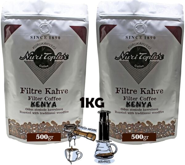 Nuri Toplar Kenya AA Filtre Kahvesi - Odun Ateşinde Kavrulmuş 1 KG - Espresso