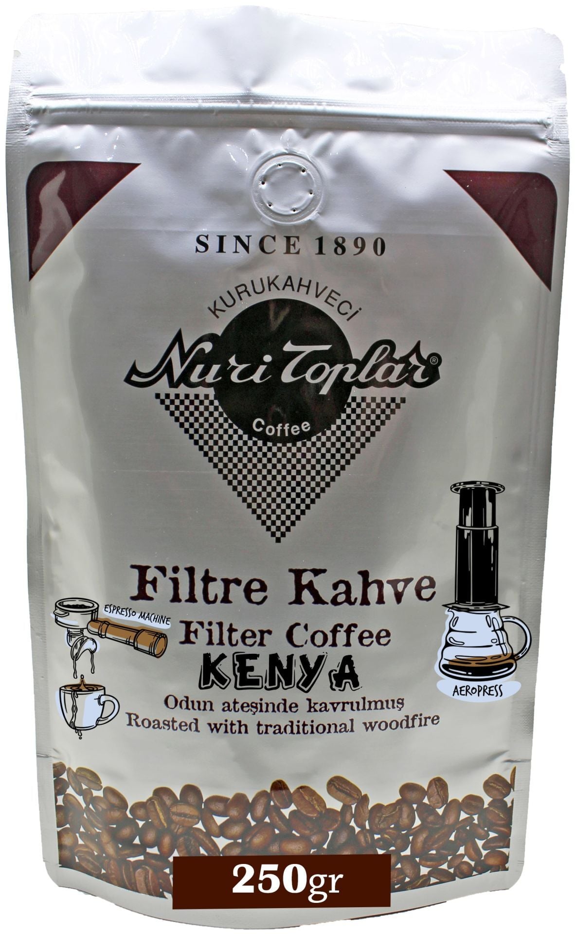 Nuri Toplar Kenya AA Filtre Kahvesi - Odun Ateşinde Kavrulmuş 250 Gram - Aeropress