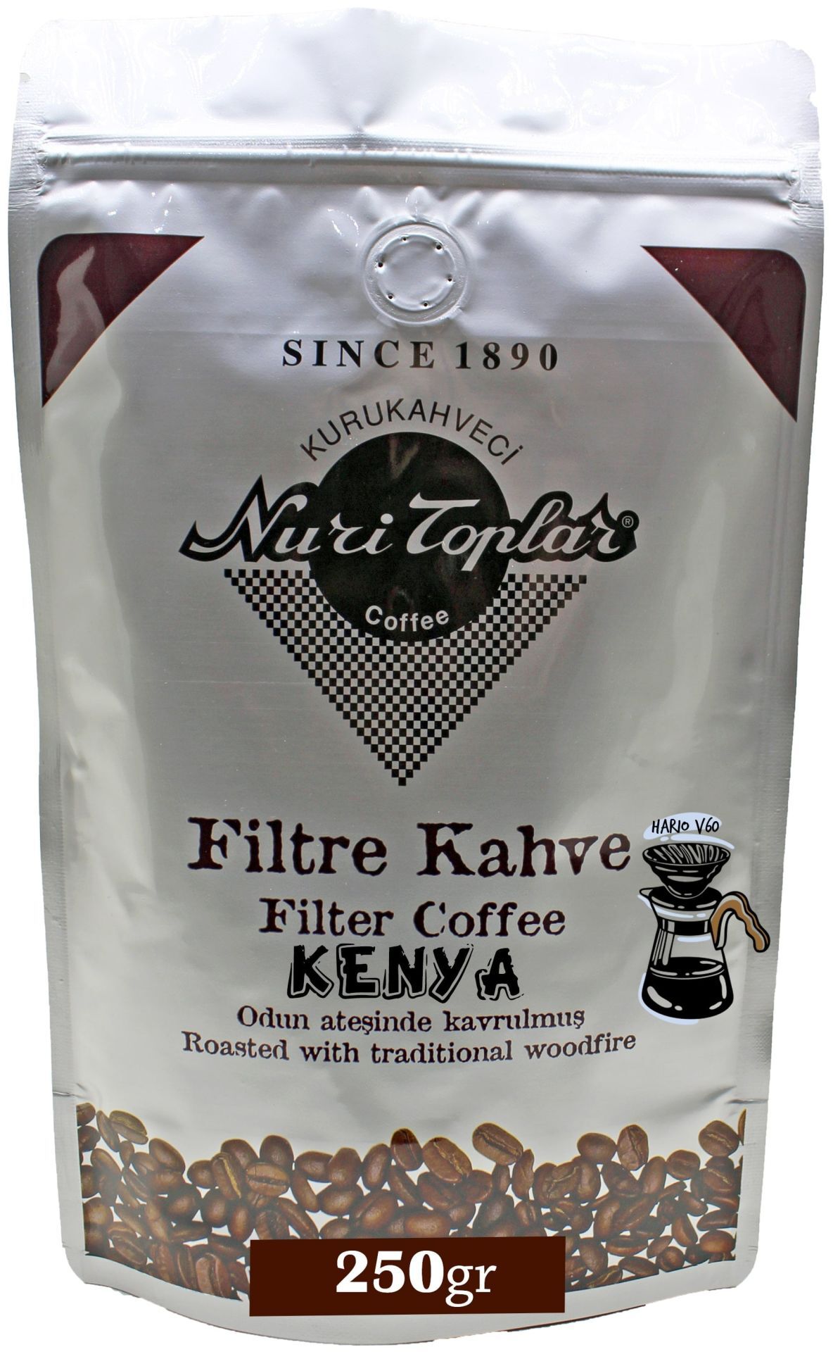 Nuri Toplar Kenya AA Filtre Kahvesi - Odun Ateşinde Kavrulmuş 250 Gram - V60
