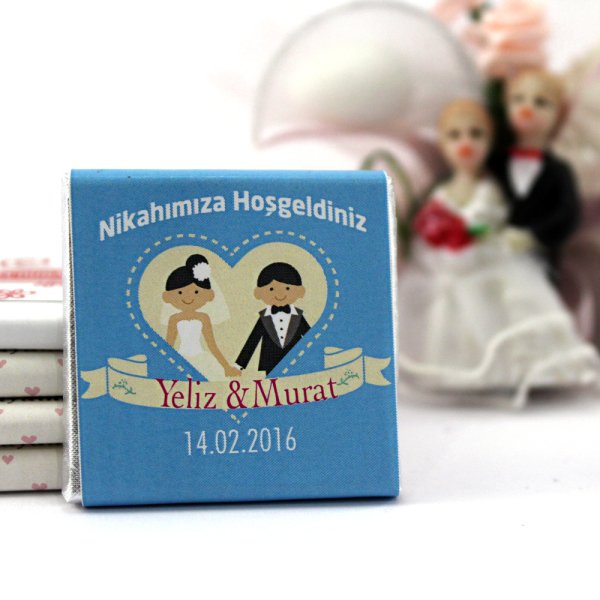 Dark Brown Nikah Çikolatası Kişiselleştirilebilir El Yapımı Madlen Çikolata