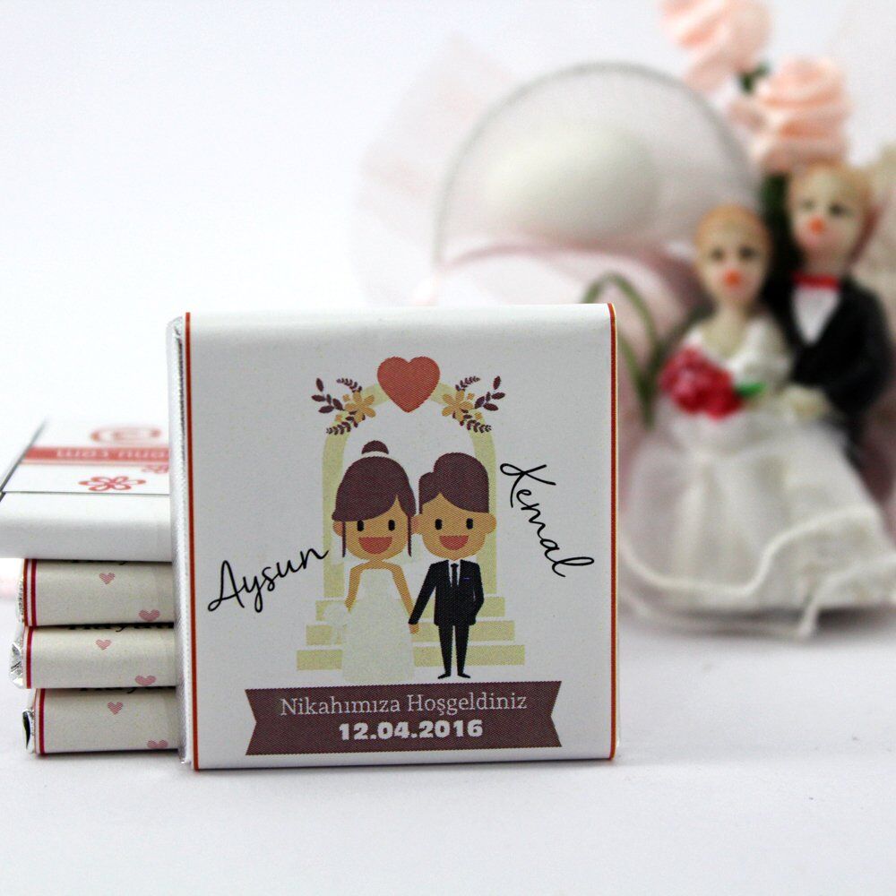 Dark Brown El Yapımı Kişiselleştirilebilir Nikah Çikolatası - 5