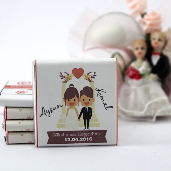 Dark Brown El Yapımı Kişiselleştirilebilir Nikah Çikolatası - 5
