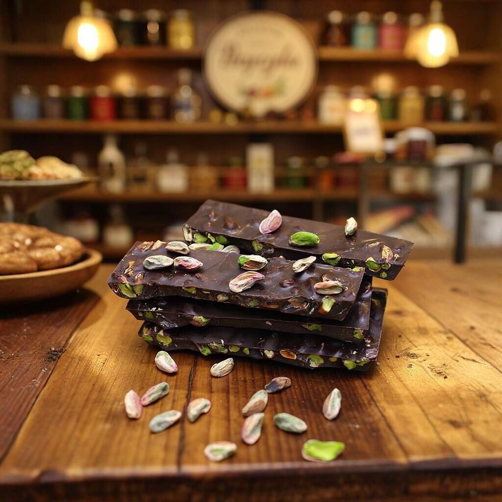 Dark Brown %54 Bitter Kırma Beyoğlu Çikolatası - Antep Fıstıklı 250 Gram