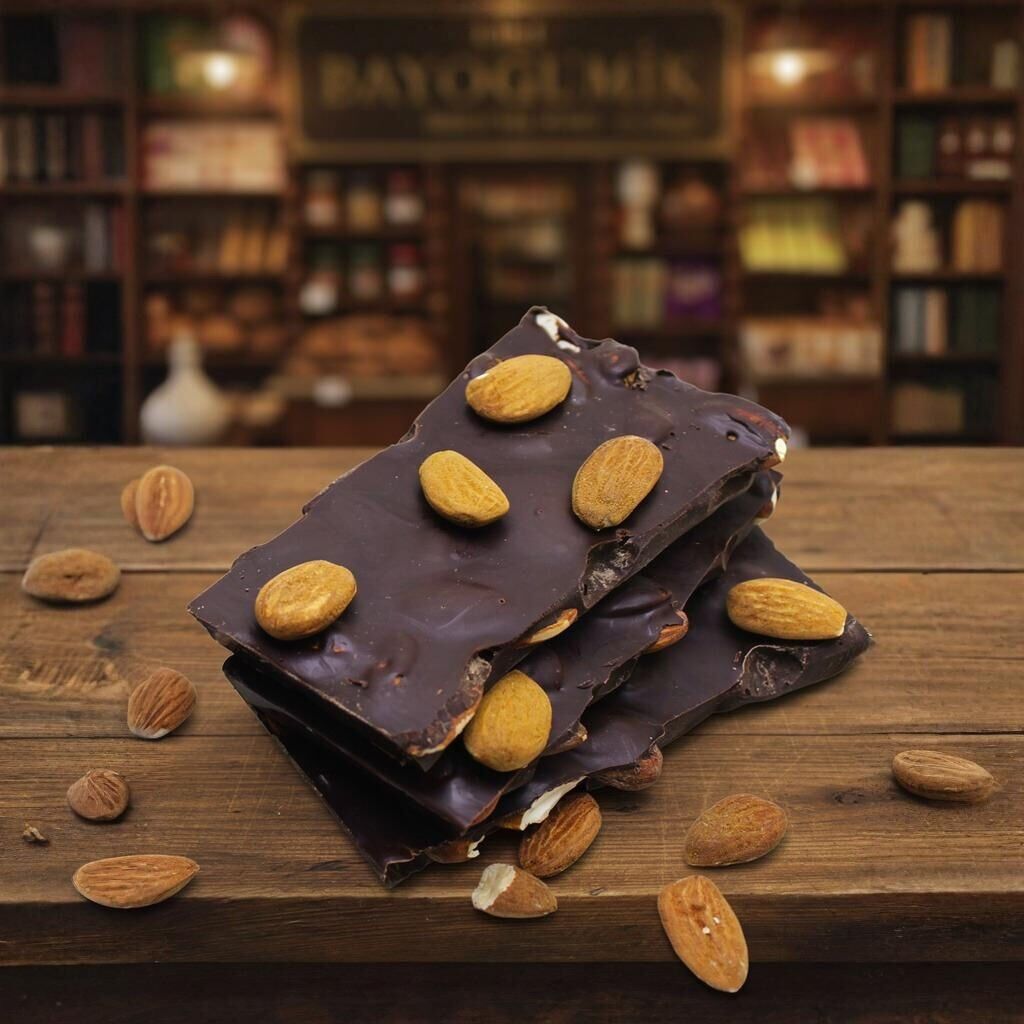 Dark Brown Bademli Beyoğlu Çikolatası %54 Bitter Oranı 750 Gram