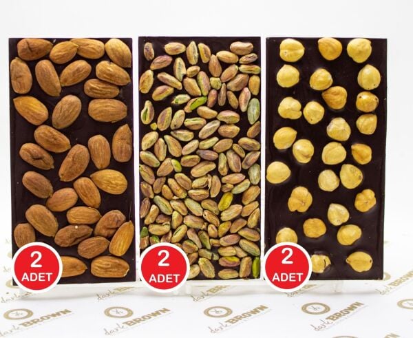 Dark Brown: Gerçek Bitter Tablet Çikolata - Badem, Fındık ve Antep Fıstıklı
