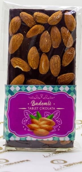 Dark Brown 3 Adet Bademli Bitter Tablet Çikolata El Yapımı Gerçek Bar Çikolata