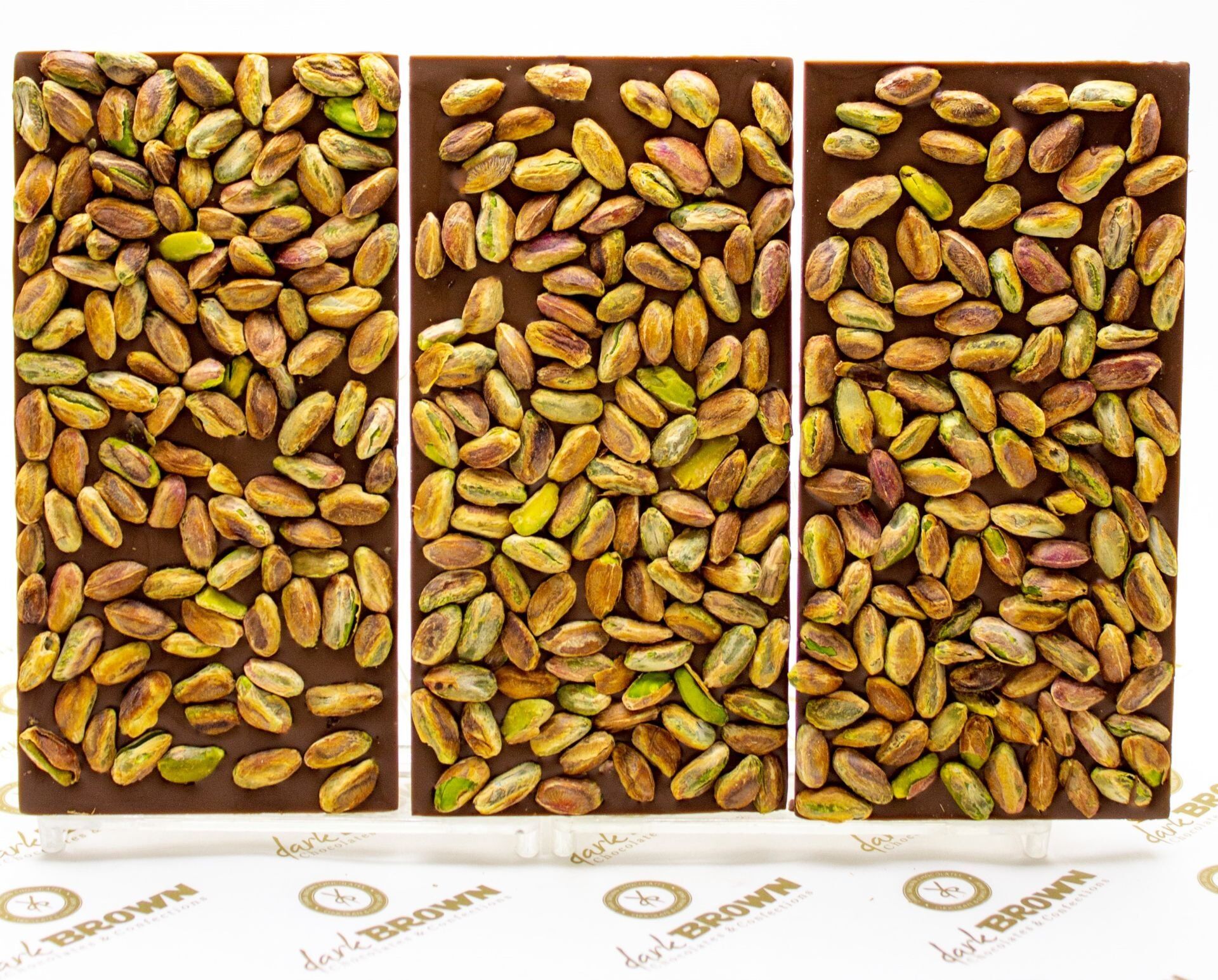 Dark Brown El Yapımı 3 Adet Antep Fıstıklı Sütlü Çikolata Barı