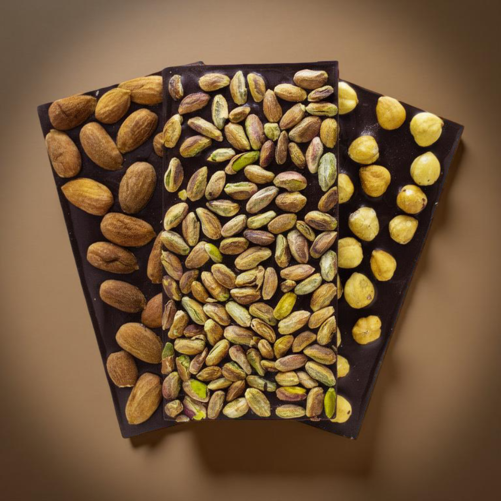 Dark Brown Bitter Tablet Bar Çikolata - Badem, Fındık ve Antep Fıstıklı Lezzet