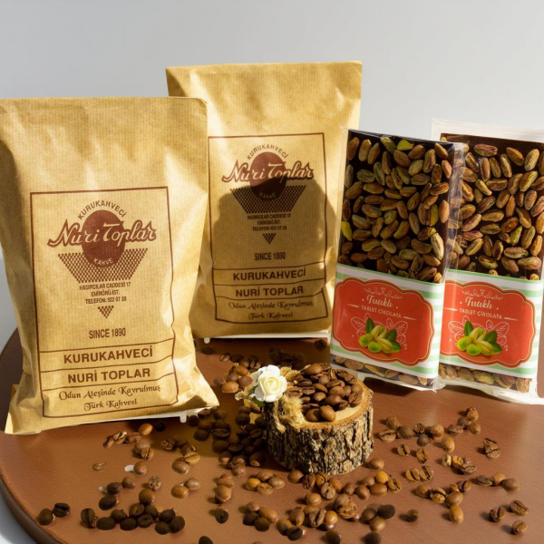 Nuri Toplar Türk Kahvesi 500g ve Antep Fıstıklı Bitter Sütlü Tabletler