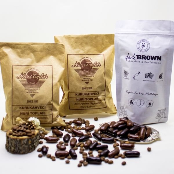 Nuri Toplar Taze Çekim Türk Kahvesi 500g & Dark Brown Portakallı Draje Çikolata 250g