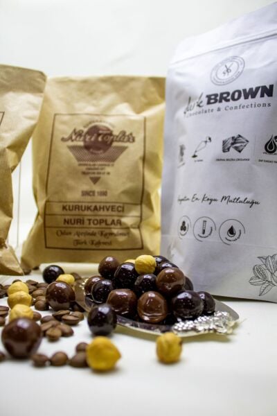 Nuri Toplar Taze Çekim Türk Kahvesi 500g & Fındıklı Bitter-Sütlü Draje 250g