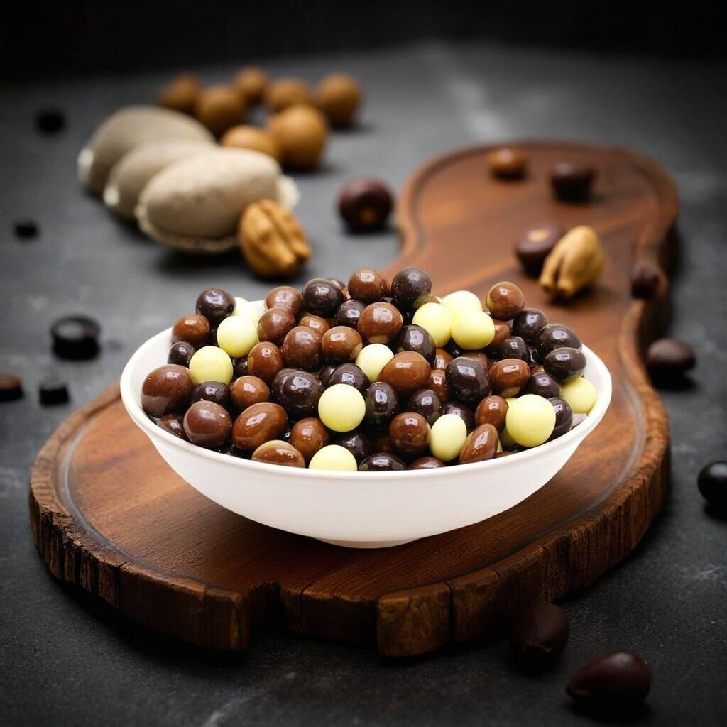 Dark Brown Kahve Çekirdekli Dolgulu Bitter ve Sütlü Draje Çikolata 1 KG