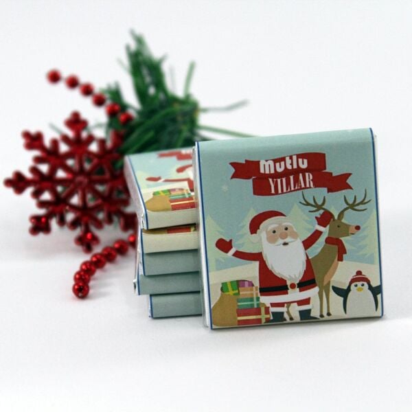 Dark Brown Yılbaşı Tebrik Çikolatası - El Yapımı Hediyelik 48'li (Hediye Kutu)