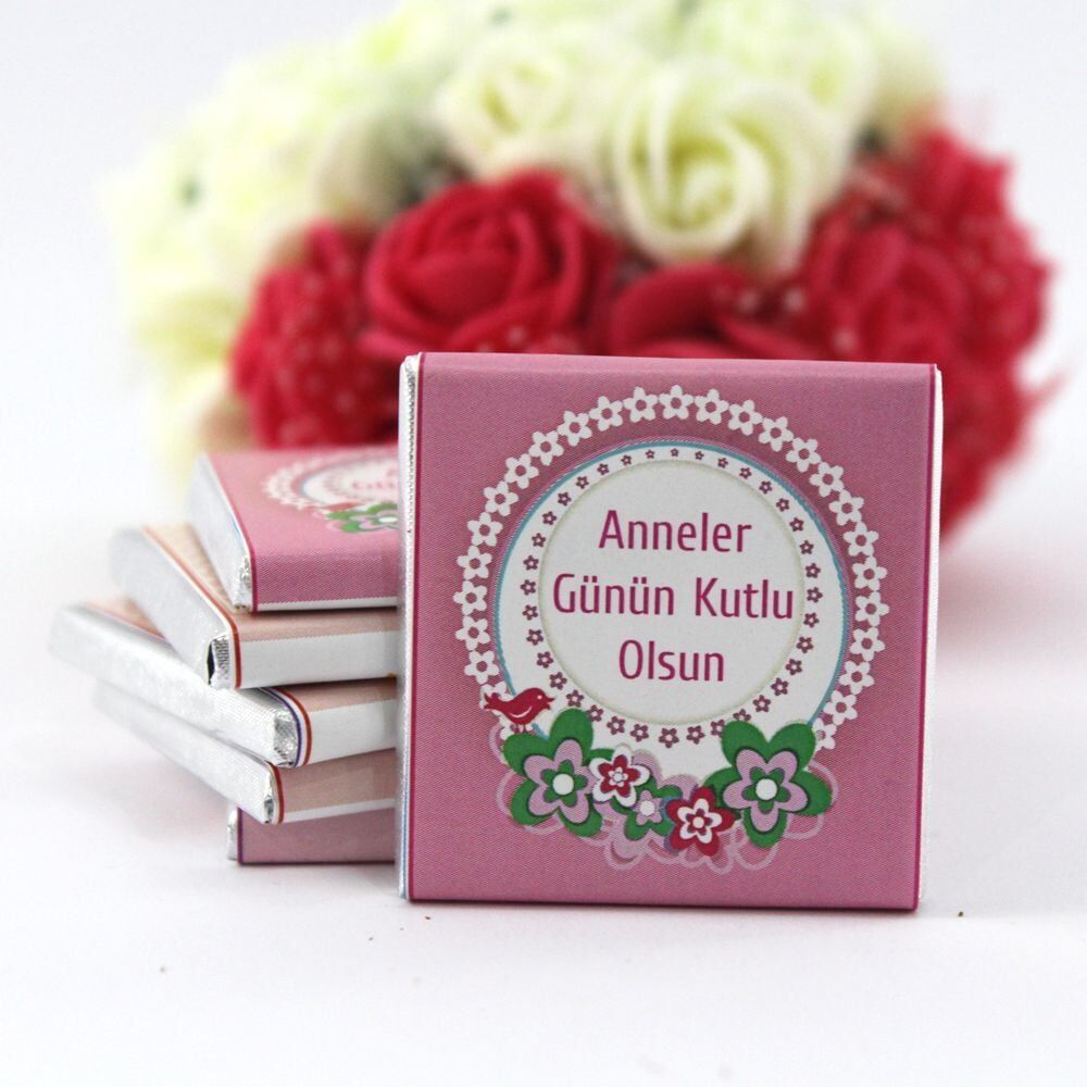 Dark Brown Anneler Günü Madlen Çikolatası Kutlama Mesajlı