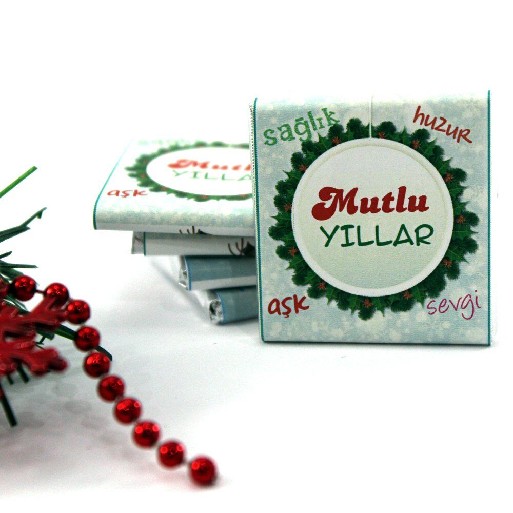 Dark Brown Yılbaşı Mesajlı Madlen Çikolatası - Hediyelik Seçenek 48'li (Hediye Kutu)