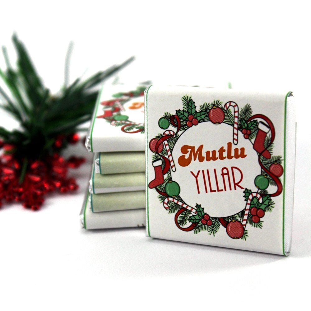 Dark Brown Yılbaşı Özel Madlen Çikolatası - Yeni Yıl Mesajlı 72'li (Hediye Kutu)
