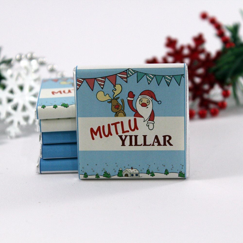 Dark Brown Mesajlı Yılbaşı Tebrik Çikolatası - Hediyelik 72'li (Hediye Kutu)