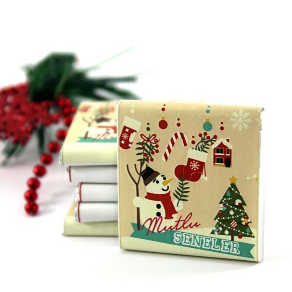 Dark Brown Mutlu Seneler Yazılı Yılbaşı Tebrik Madlen Çikolatası 72'li (Hediye Kutu)