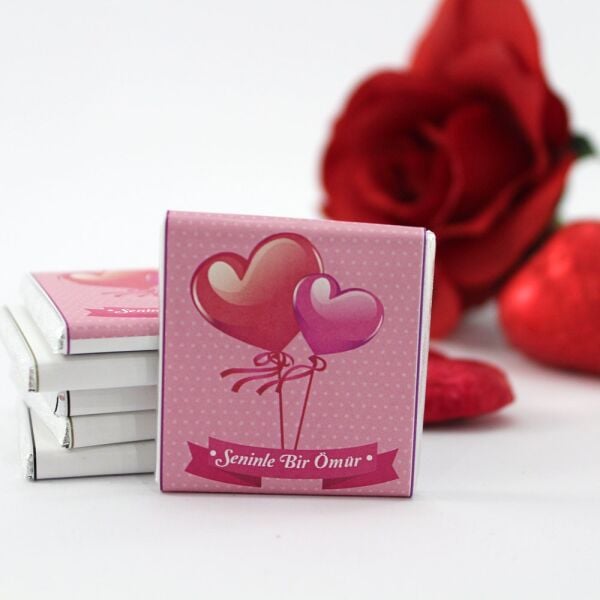 Dark Brown SENİNLE BİR ÖMÜR Bitter ve Sütlü Madlen Çikolata 72'li (Hediye Kutu)