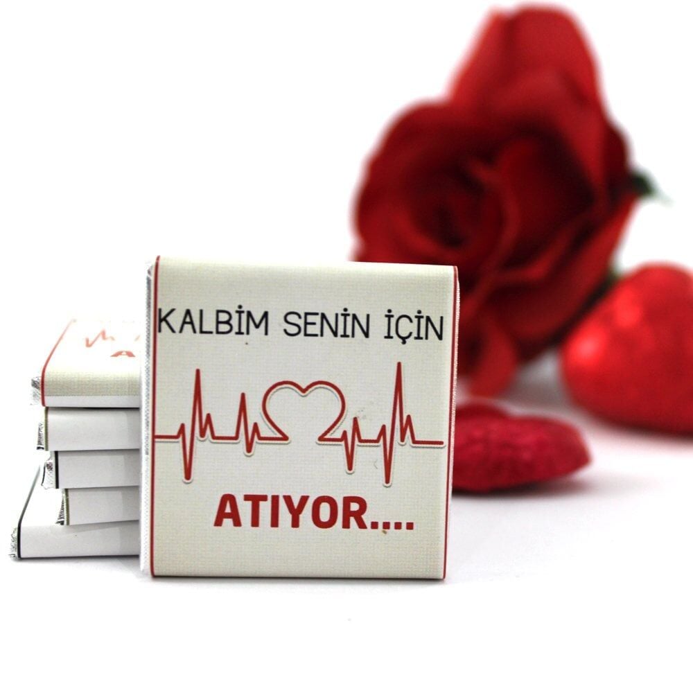 Dark Brown Madlen Çikolata - Bitter ve Sütlü Kalp Mesajlı 48'li (Hediye Kutu)