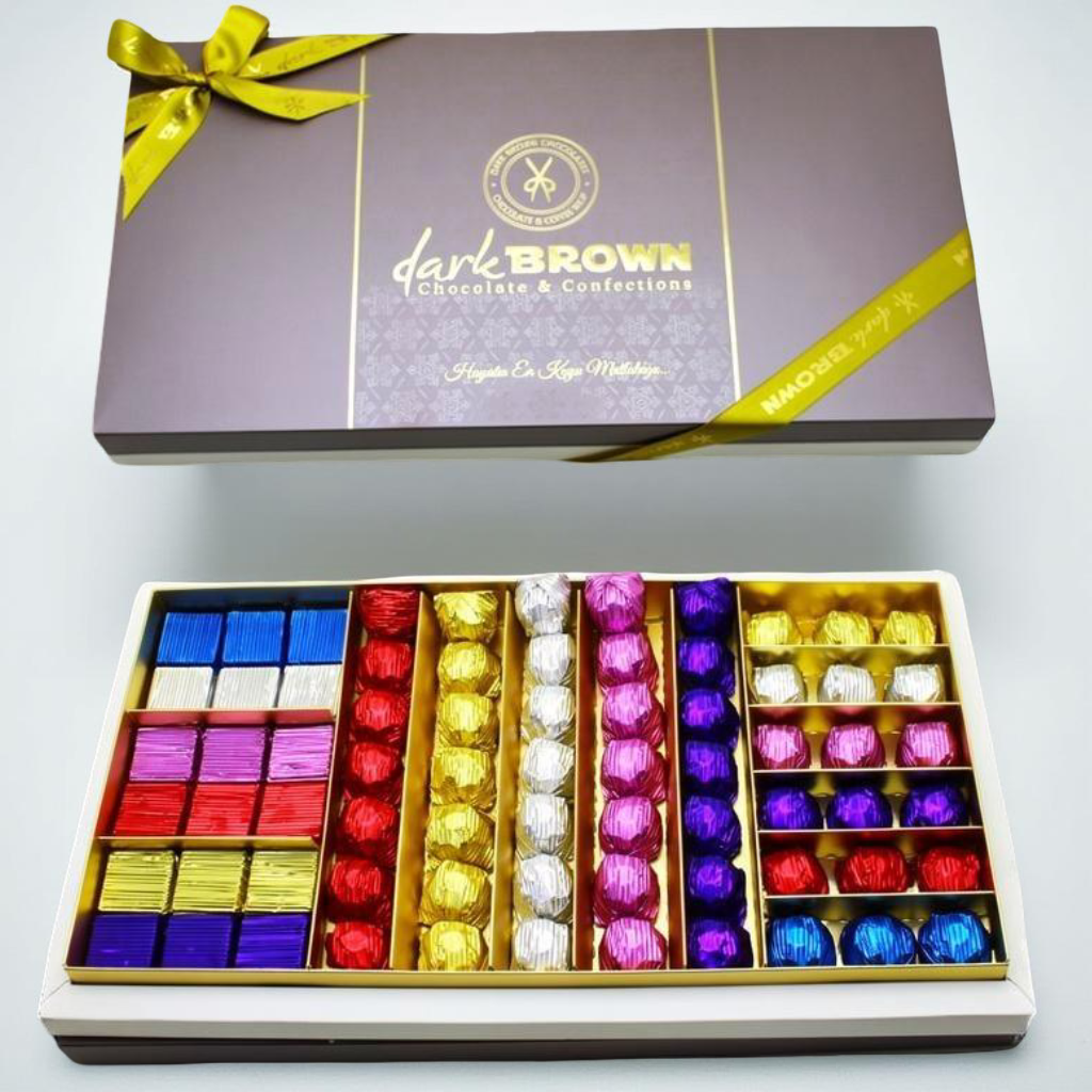 Dark Brown Sütlü Çikolata - 70 Adet Fındık Parçacıklı - Jumbo Boy Kutu