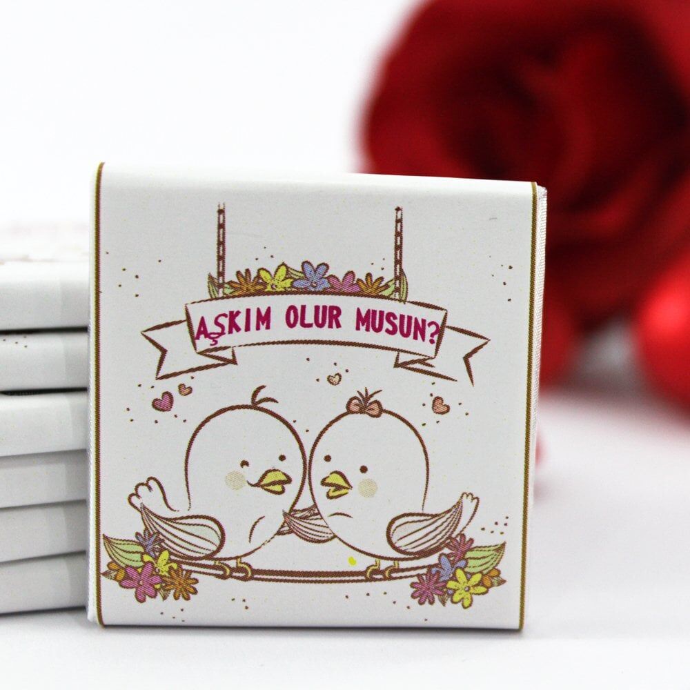 Dark Brown 'Aşkım Olur Musun' Yazılı Bitter ve Sütlü Madlen Çikolata 48'li (Hediye Kutu)