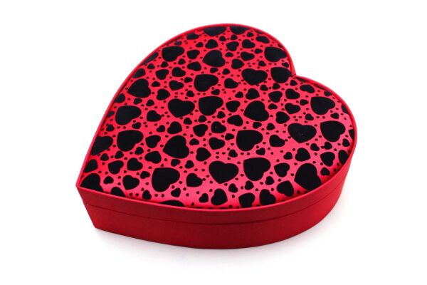 Dark Brown El Yapımı Kırmızı Sargılı Kalp Desenli Orta Boy Çikolata Kutusu KN3