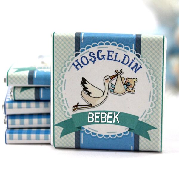 Dark Brown Erkek Bebek için Hoşgeldin Çikolatası - Madlen Hediye 72'li (Hediye Kutu)