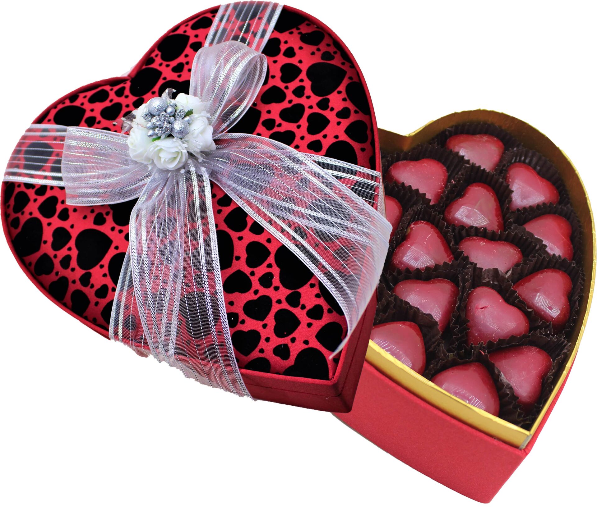 Dark Brown El Yapımı Kalp Desenli Orta Boy Çikolata Kutusu KN03