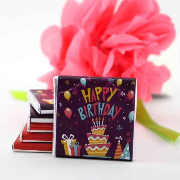 Dark Brown Doğum Gününe Özel Sütlü ve Bitter Madlen Çikolata 72'li (Hediye Kutu)