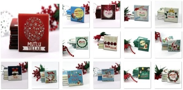 Dark Brown Yeni Yıl Tebrik Madlen Çikolatası - Hediyelik