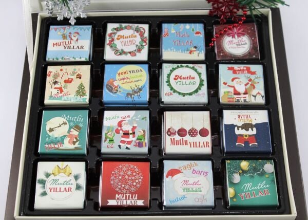 Karışık Madlen Çikolata - Dark Brown El Yapımı Yılbaşı Tebrikleri