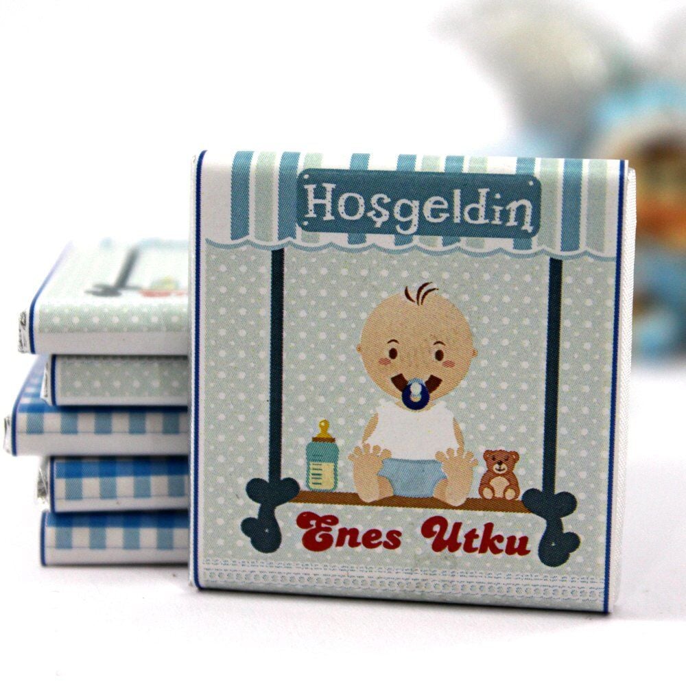 Dark Brown Bebek Hediyelik İsim Yazılabilen Çikolata 72'li (Hediye Kutu)