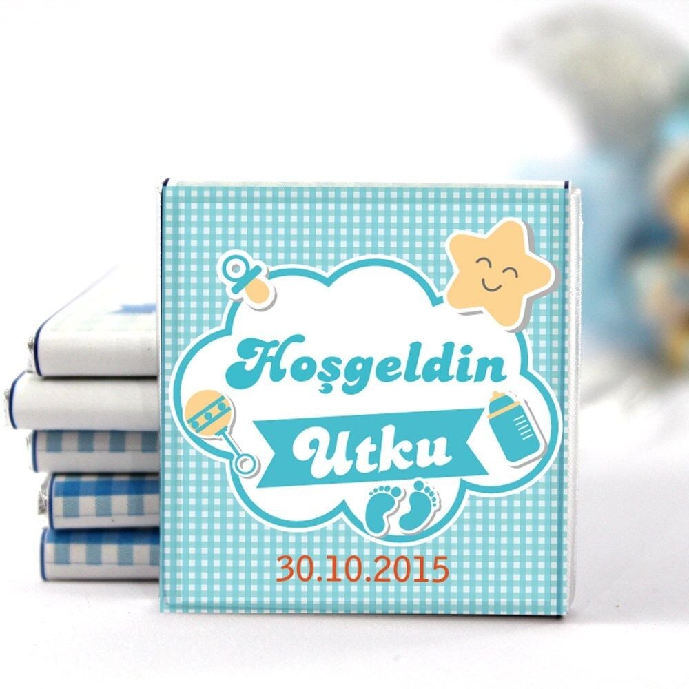 Dark Brown Bebek Hediyelik İsimli İlgili Tarihli Çikolata 48'li (Hediye Kutu)