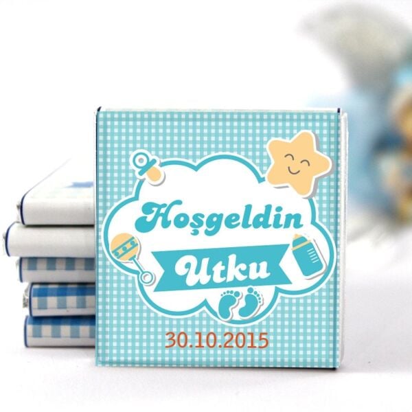 Dark Brown Bebek Hediyelik İsimli İlgili Tarihli Çikolata 48'li (Hediye Kutu)