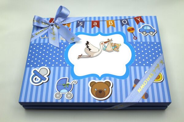 Dark Brown Hoşgeldin Bebek İsim Yazılabilen Hediye Çikolatası 48'li (Hediye Kutu)