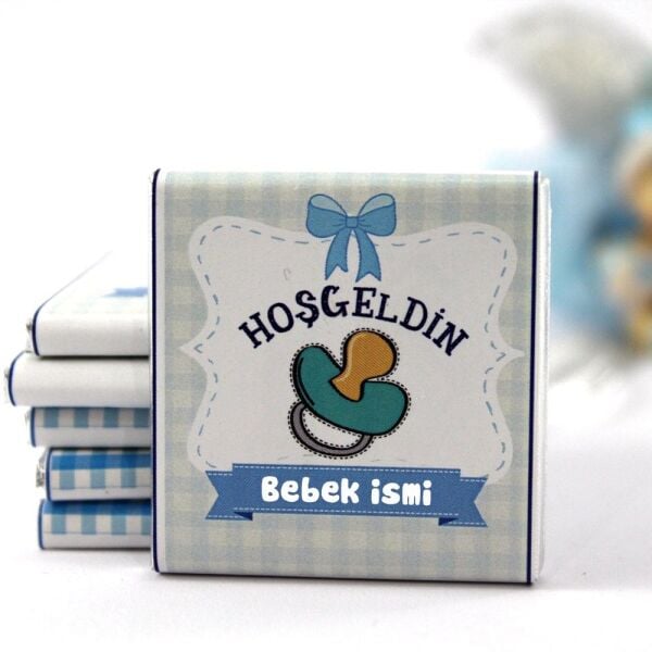 Dark Brown Bebek Hoşgeldin Çikolatası - İsim Yazılabilen Hediye 48'li (Hediye Kutu)