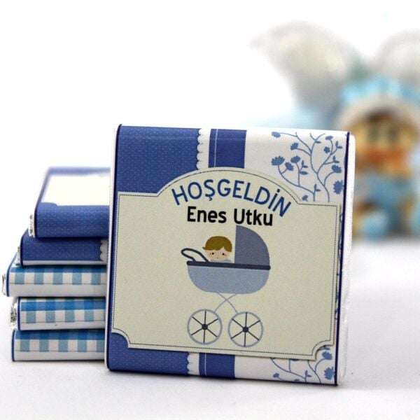 Dark Brown Hoşgeldin Bebek Çikolatası – İsme Özel Hediye Seçeneği 72'li (Hediye Kutu)