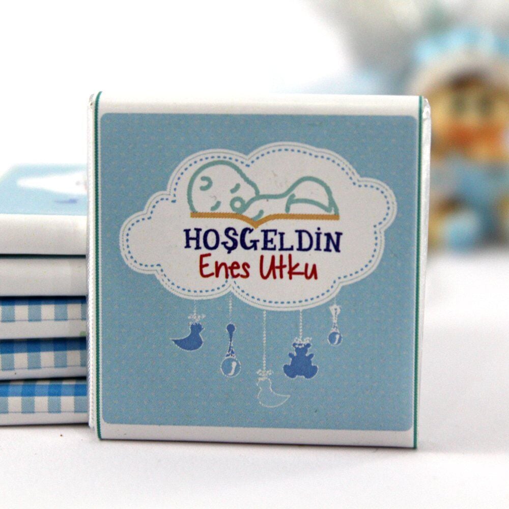 Dark Brown Bebeklere Özel İsimli Hediye Çikolatası 72'li (Hediye Kutu)