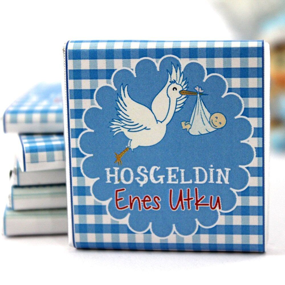 Dark Brown Bebek İçin İsim Yazılabilir Hediye Çikolatası 48'li (Hediye Kutu)