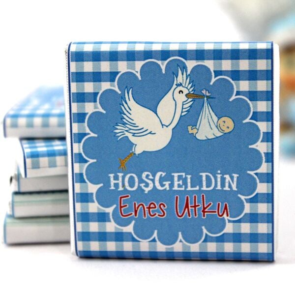 Dark Brown Bebek İçin İsim Yazılabilir Hediye Çikolatası 72'li (Hediye Kutu)