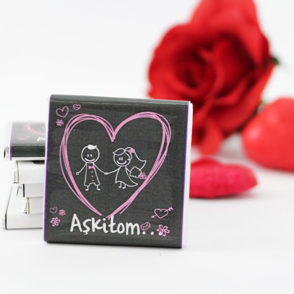 Dark Brown AŞKİTOM Yazılı Madlen Çikolata Bitter ve Sütlü