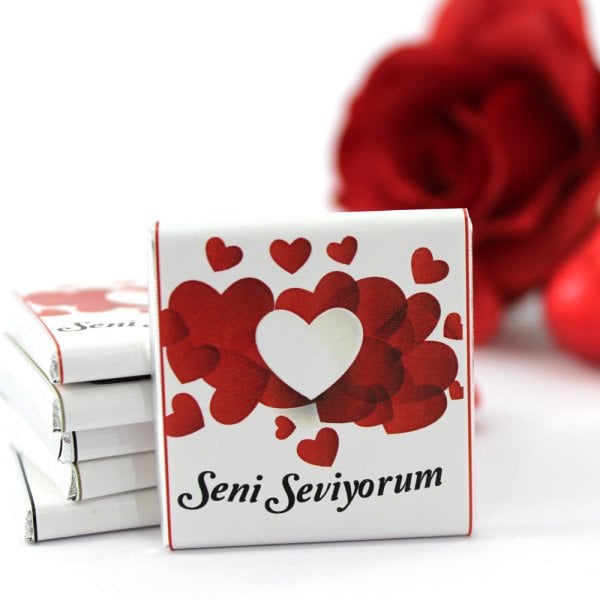 Dark Brown 'Seni Seviyorum' Yazılı Bitter & Sütlü Madlen Çikolata